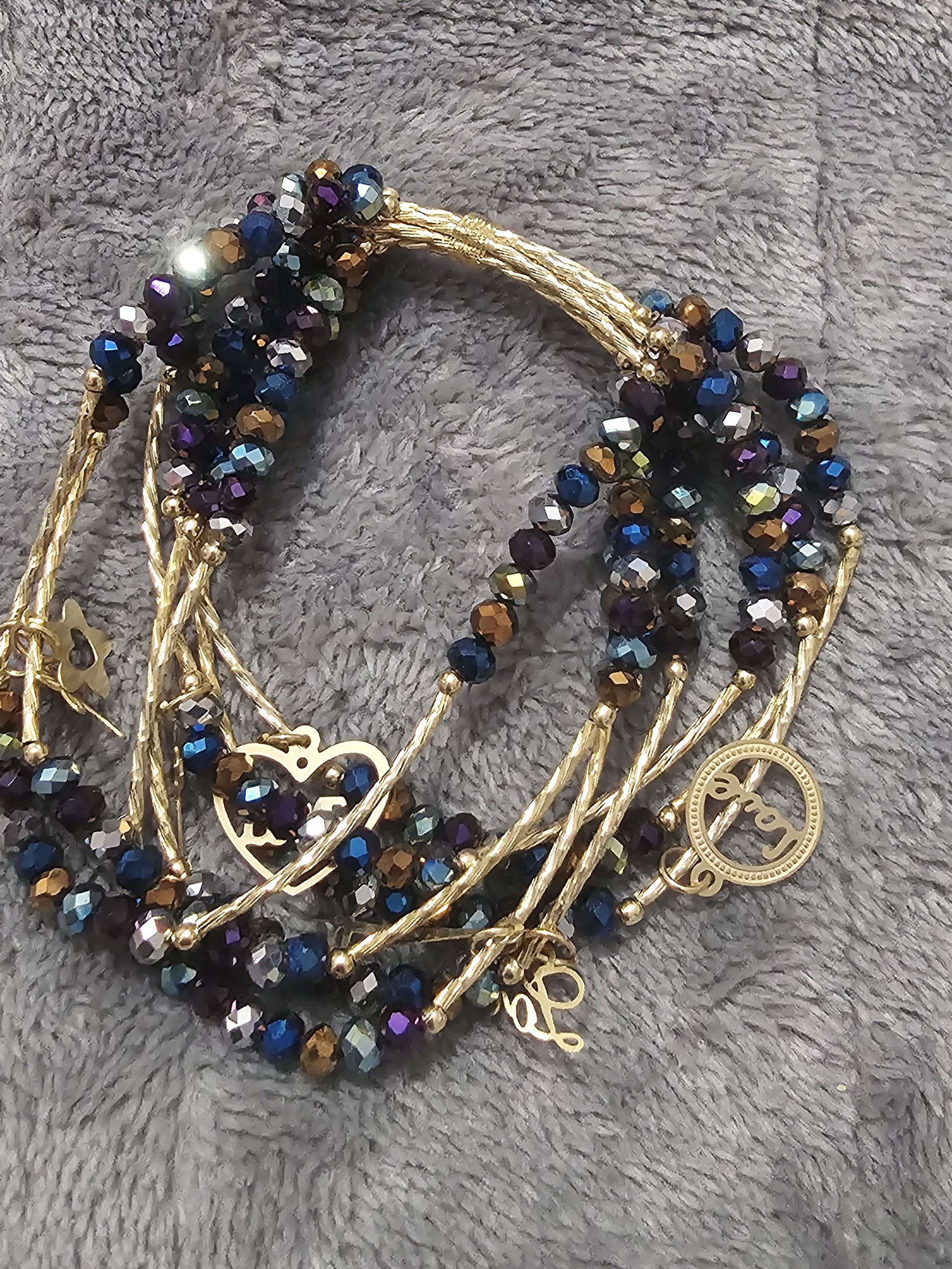 Gold Multicolor Beaded Stretch Bracelet Stack - Women's Jewelry